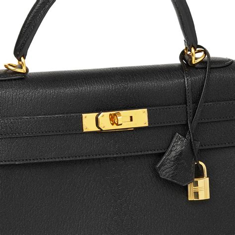 hermes kelly chevre de coromandel|HERMES Chevre De Coromandel Kelly Sellier 28 Black.